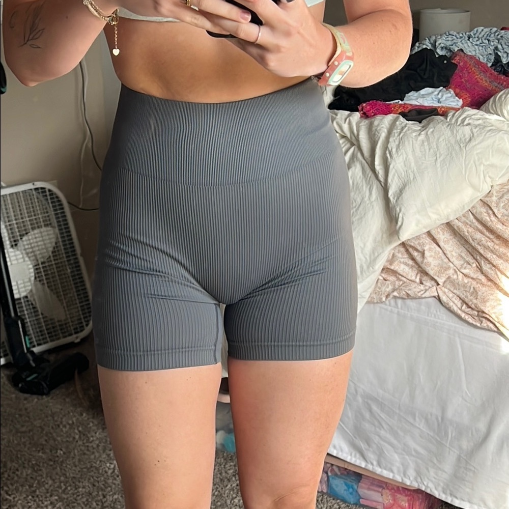 Gray Women's High-Waisted Shorts